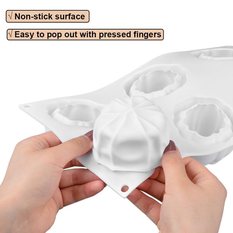EchoDone Pumpkin Silicone Mold 6 Cavities Cupcake Baking Pan Mousse Tray Molds Kitchen Cake Decoration Fondant Mold for Halloween - Image 3